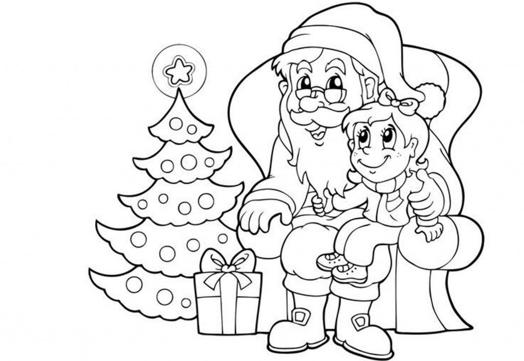 Kolorowanka Mikołaj i dziewczynka przypominają, że dziś Boże Narodzenie